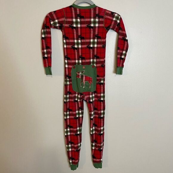 Little Blue House Holiday Moose On Plaid Union Suit - Picture 5 of 7
